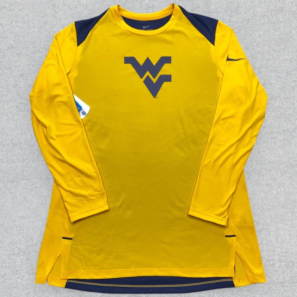 West Virginia Mountaineers Shooter Shirt Men's M Yellow Blue Nike Dri-Fit BBall
